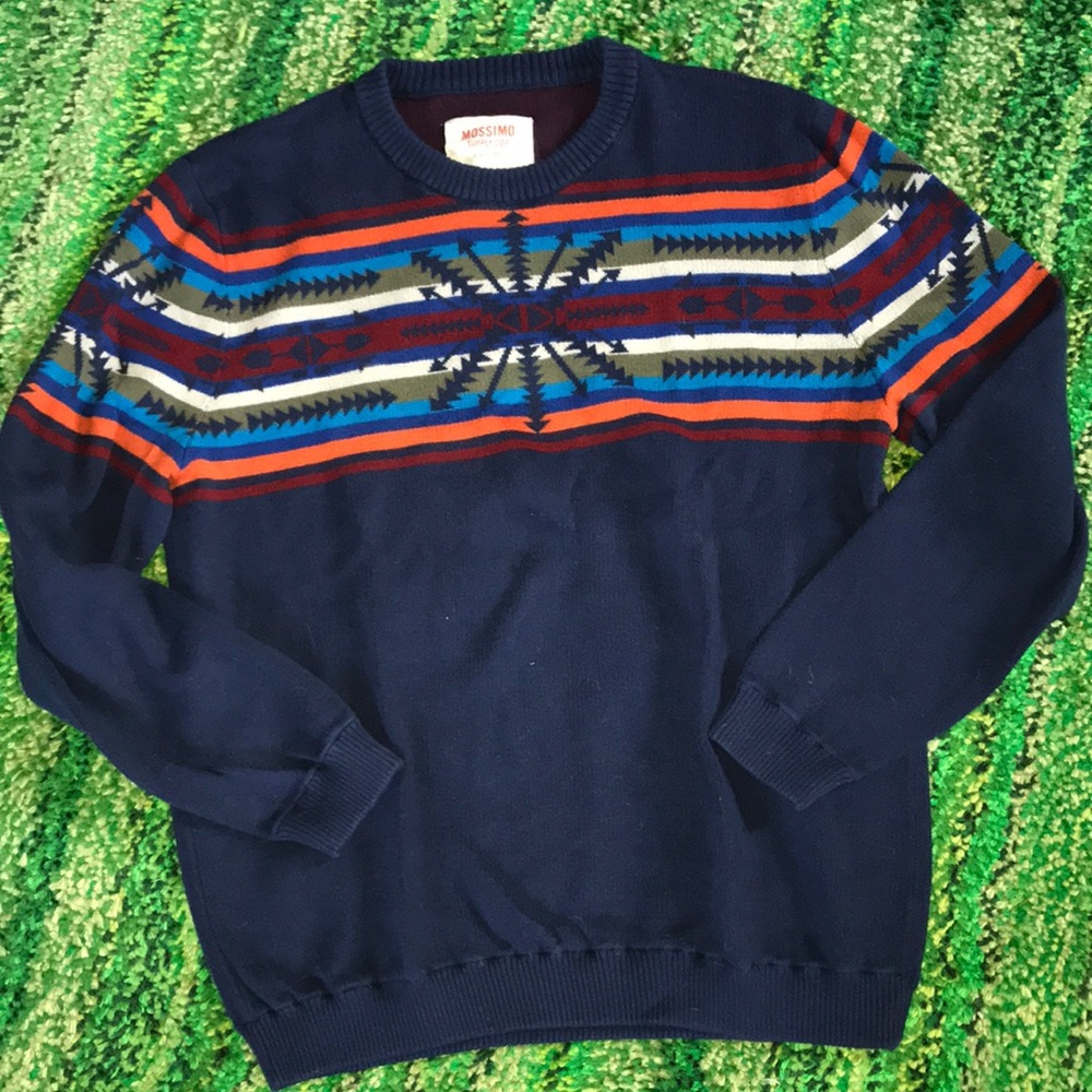 Mossimo Supply Co. Navy Fair Isle Crewneck Sweater